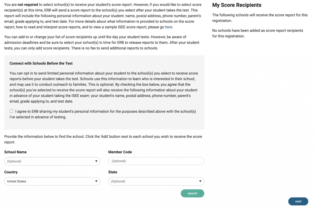 ERB ISEE SCORES visual data 8