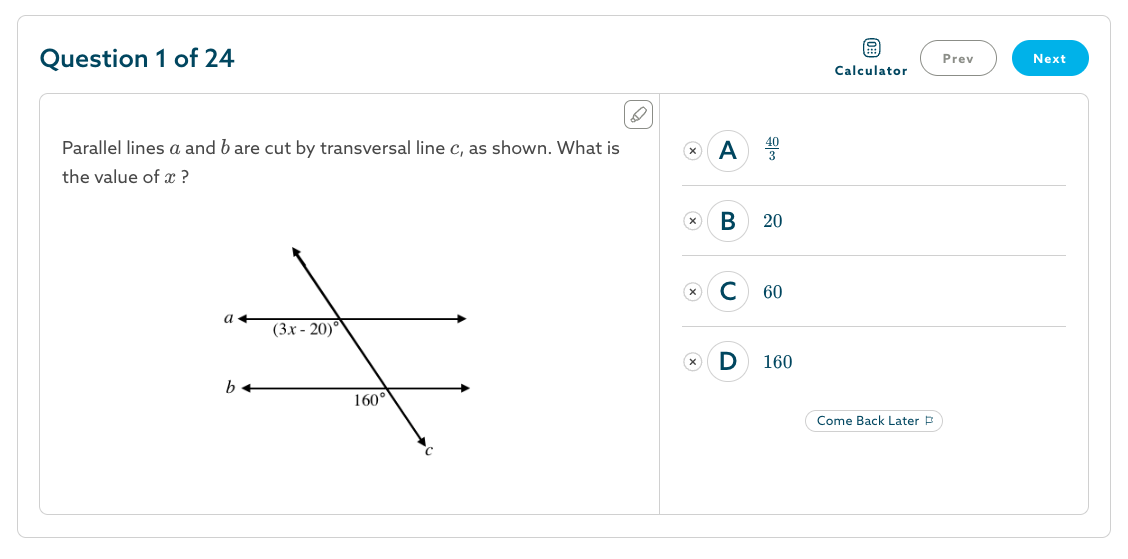Test Innovators free ACT practice test Math question