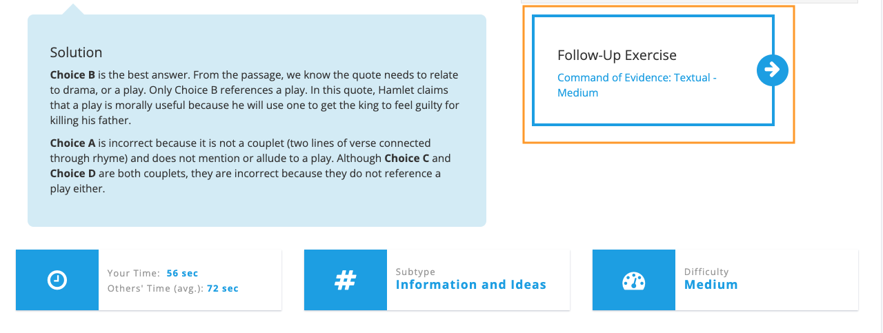 Every Test Innovators practice test question is linked to a follow-up exercise for additional targeted practice.