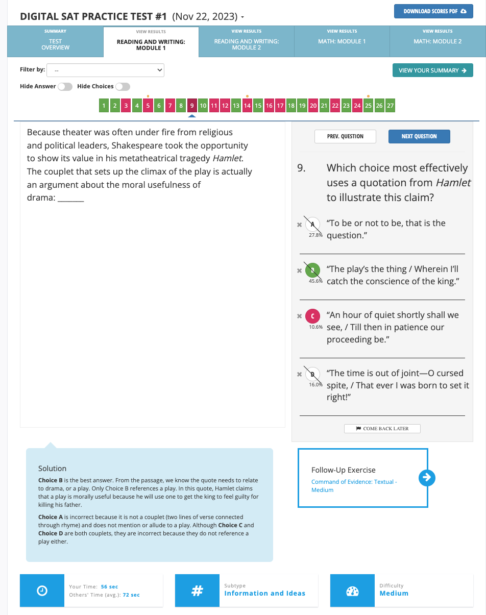 Example of a incorrect question from Test Innovators' SAT Practice Test #1