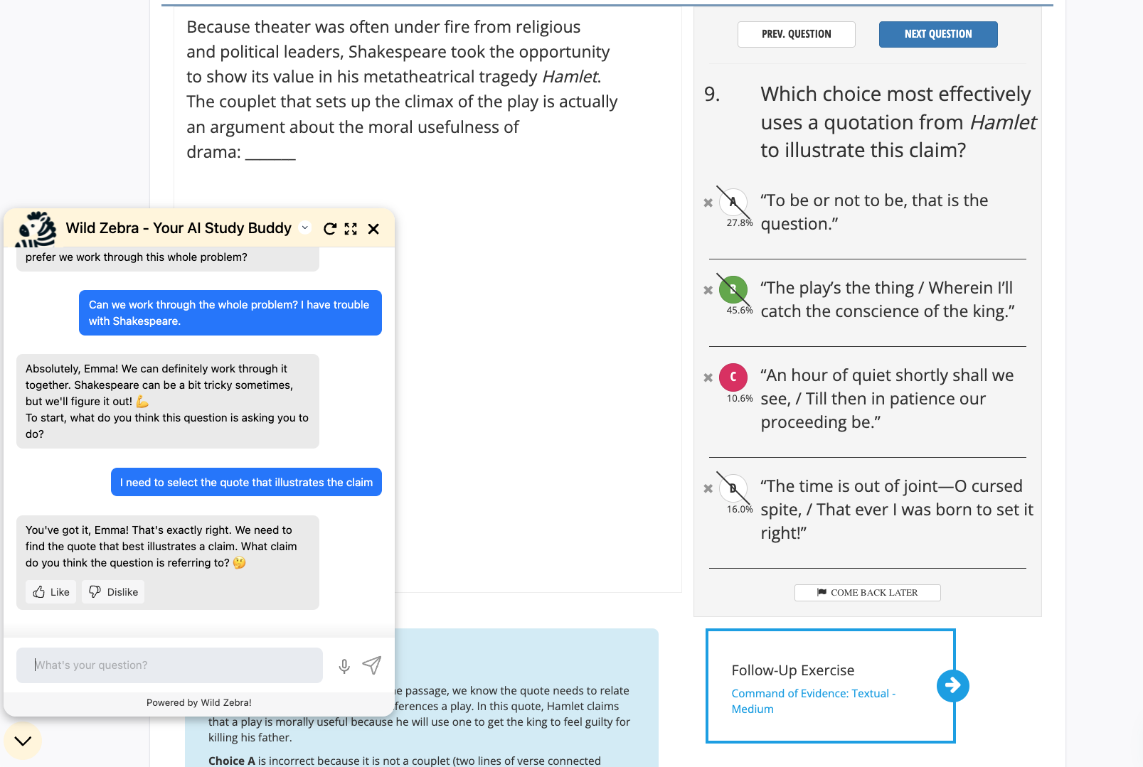 Wild Zebra helps students think through problems.