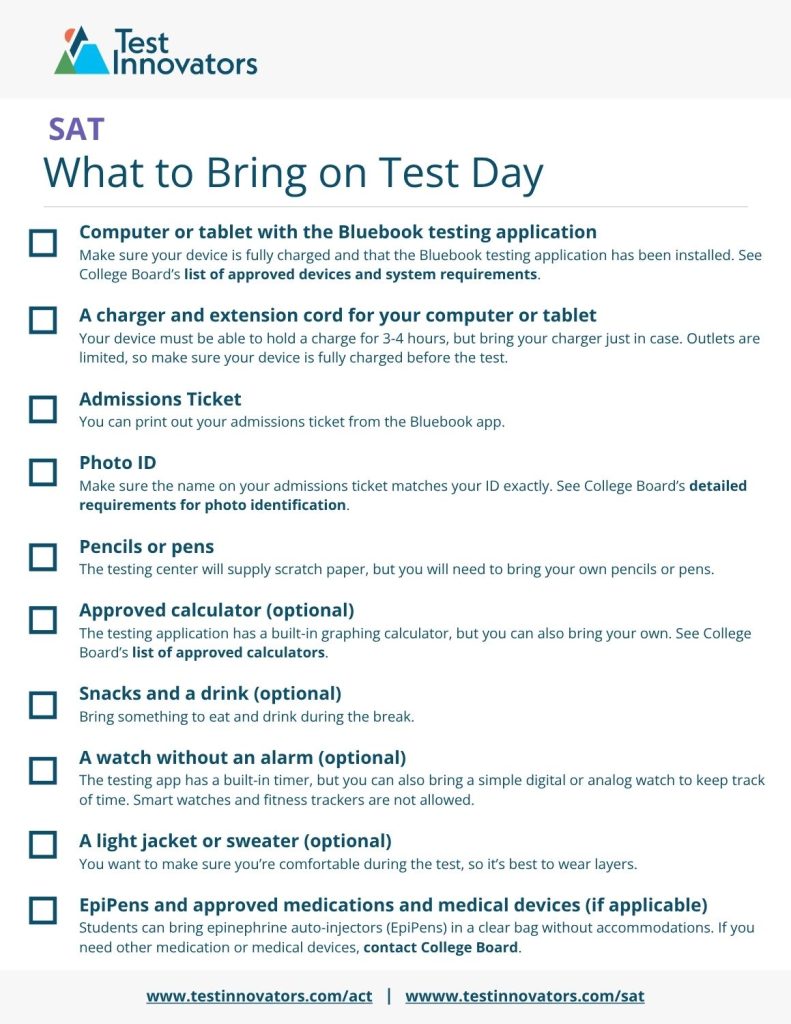 Info Packet Page 5 Thumbnail. SAT Checklist