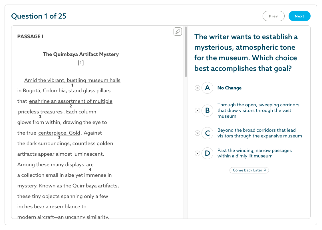 Test Innovators free ACT Practice Test English Question