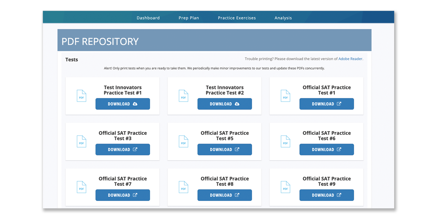 Paper SAT Practice Scoring Official Tests SAT Practice Test By Test 