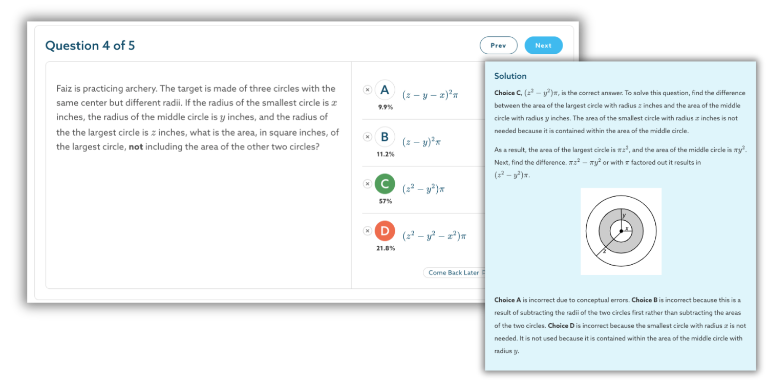 Test Innovators SAT practice question with answer explanation