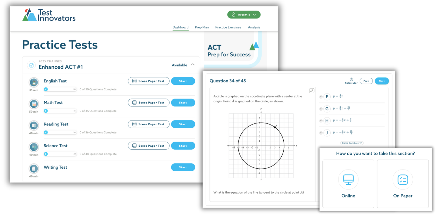 ACT Practice Test on the Test Innovators Platform