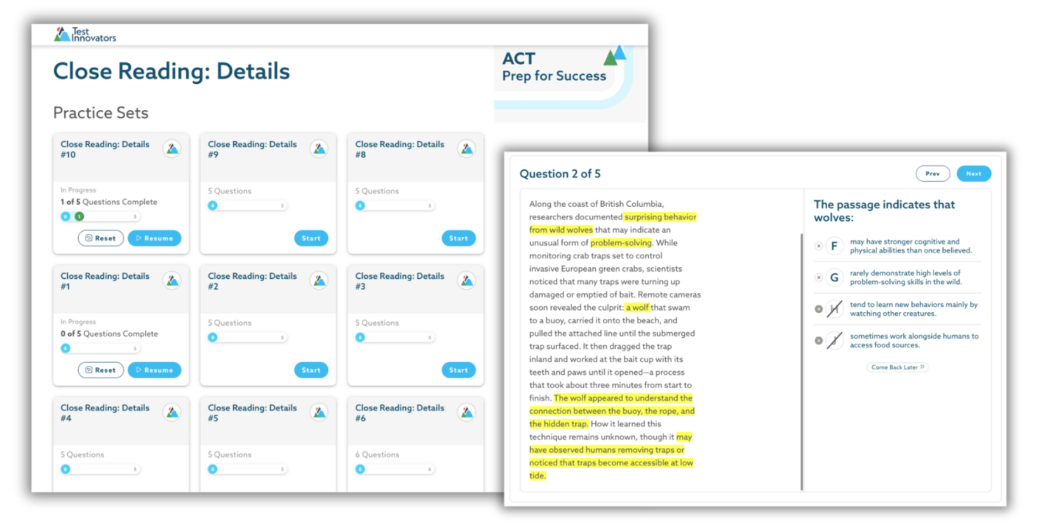 Test Innovators targeted practice exercise bank